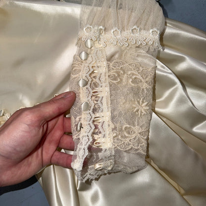 Vintage NWT 1970s GUNNE SAX Lace Prairie Wedding Dress Size 7 Hippie Boho 70s
