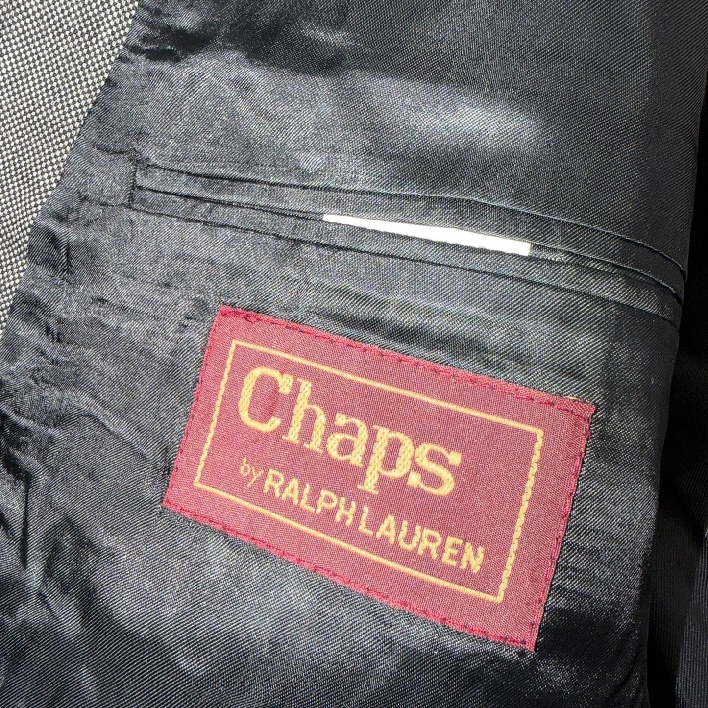 1990s Chaps Ralph Lauren VTG Mens 2 PC Suit 48 Jacket Coat Pants Gray Wool