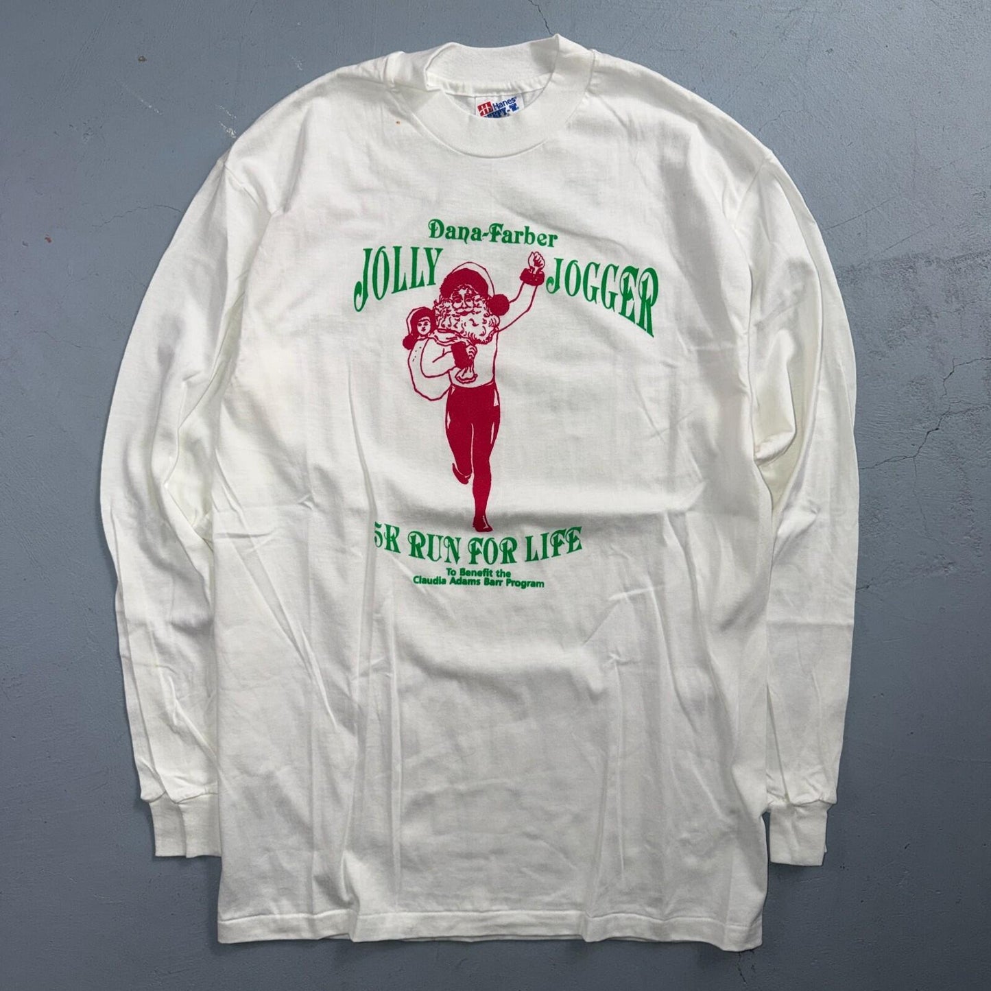 Jolly Jogger Running Hanes 80s VTG T Shirt Dana Farber Santa Fit Pre 5K 1980s