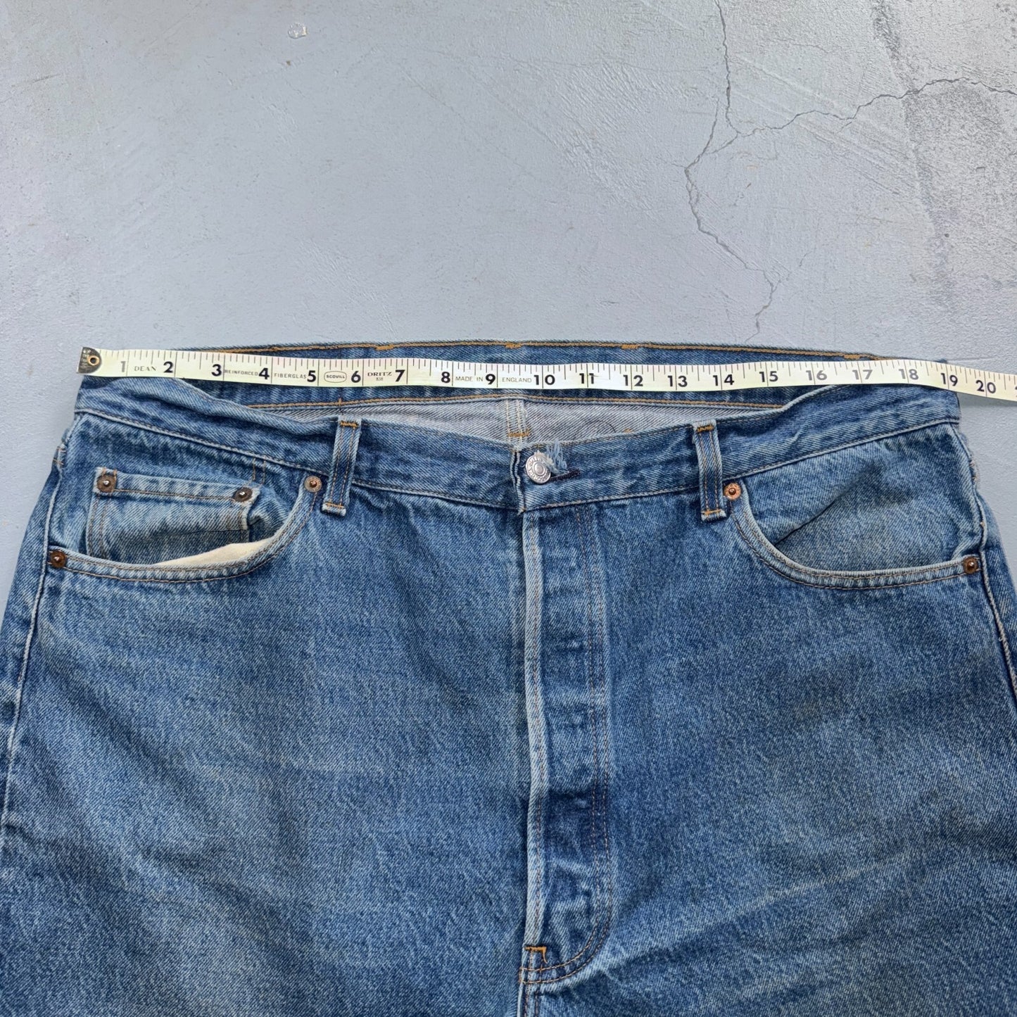 Levis 501 Vintage 80s USA XX Straight Leg Jeans Blue Light Wash 42x34 Act 38x29
