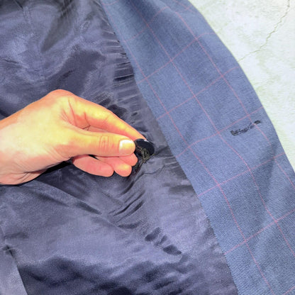 60s Pinstripe Blue Double Breasted Suit Jacket Wool 42 70s Navy Blue 1960s