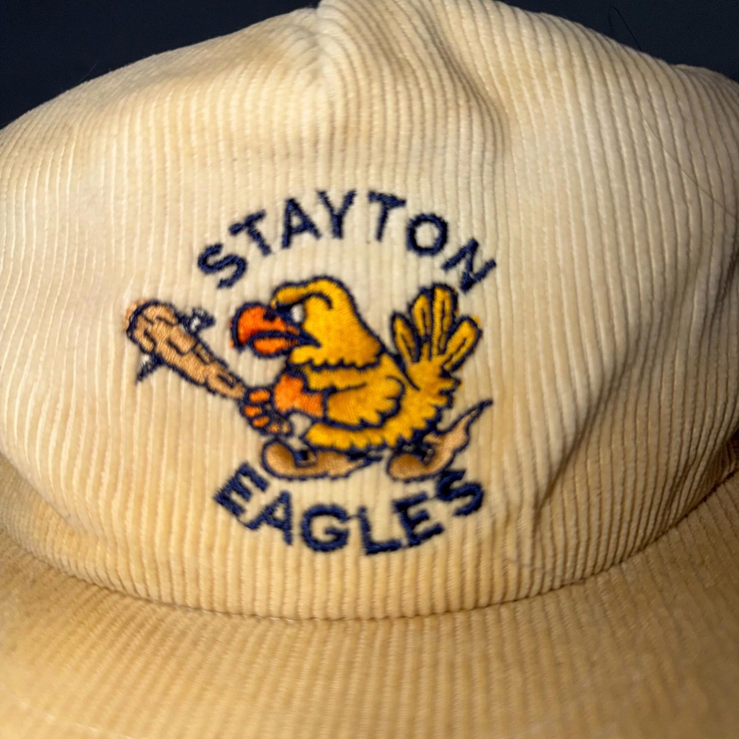 Stayton Eagles Oregon Corduroy VTG Hat Baseball Cap Snapback 80s Sports Portland