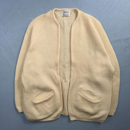 VTG 50s Kandel Oregon Woolen Mills Open Front Wool Sweater Cardigan Rockabilly L