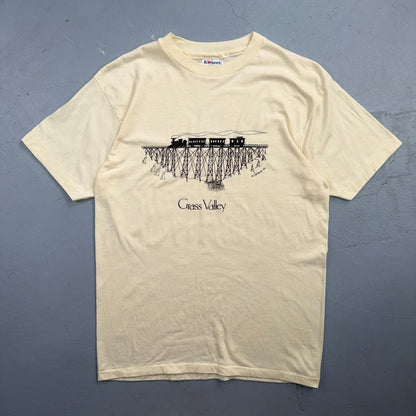 VTG 80s Grass Valley T Shirt Railroad Train Trestle Graphic California USA Hanes