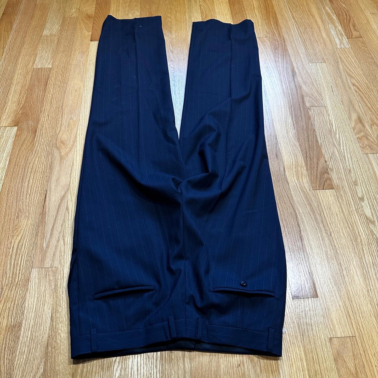 VTG 50s Navy Dress Pants Trousers Talon Gab Size 32x29 1960s Slacks Pinstripe