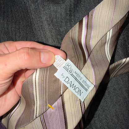 VTG Mens 2 PC Suit 46 Jacket Coat Pants Gray Rockabilly 60s 1960s HBT Drop Loop