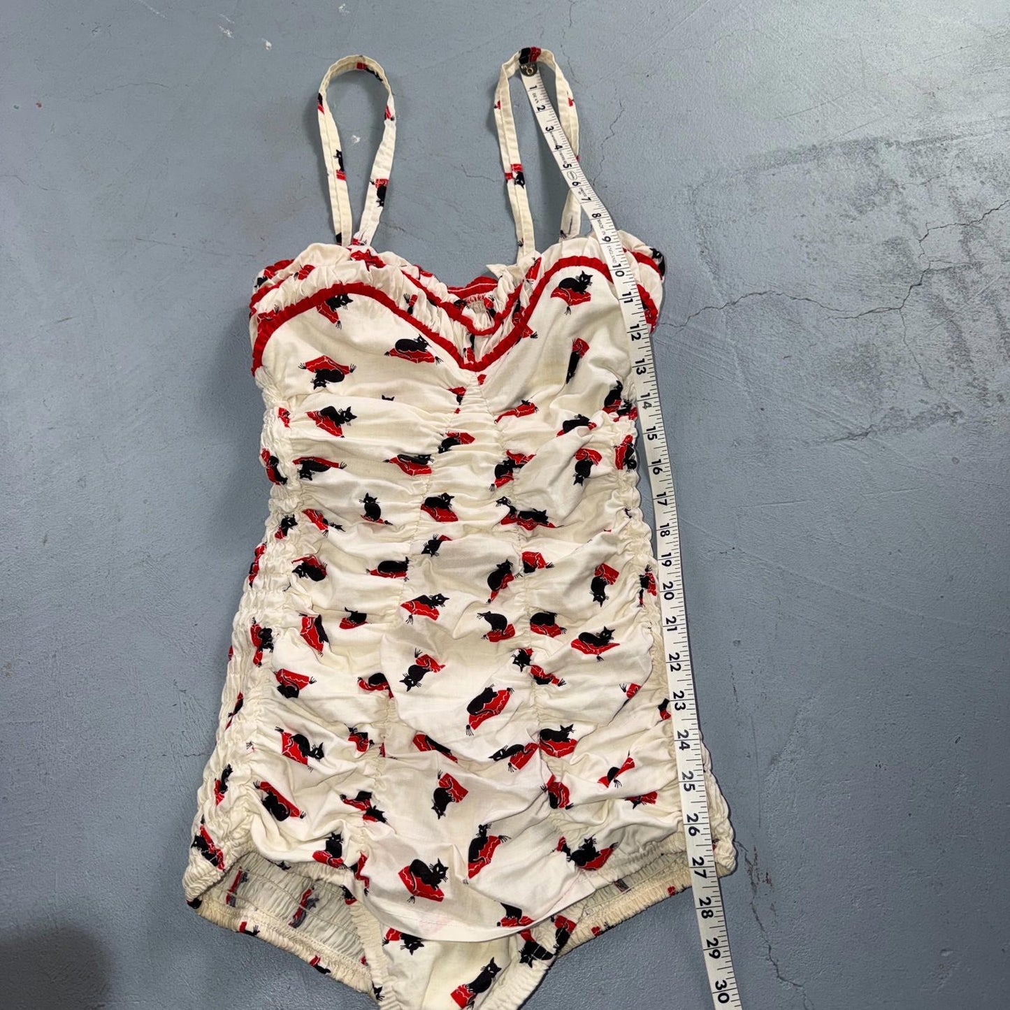 Catalina 1940s 1950s VTG Bathing Suit Swimsuit Hollywood Swim Wear Black Cats