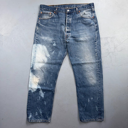 Levis 501 Vintage 90s USA XX Straight Leg Jeans Blue Light Wash 38x31 Act 35x28