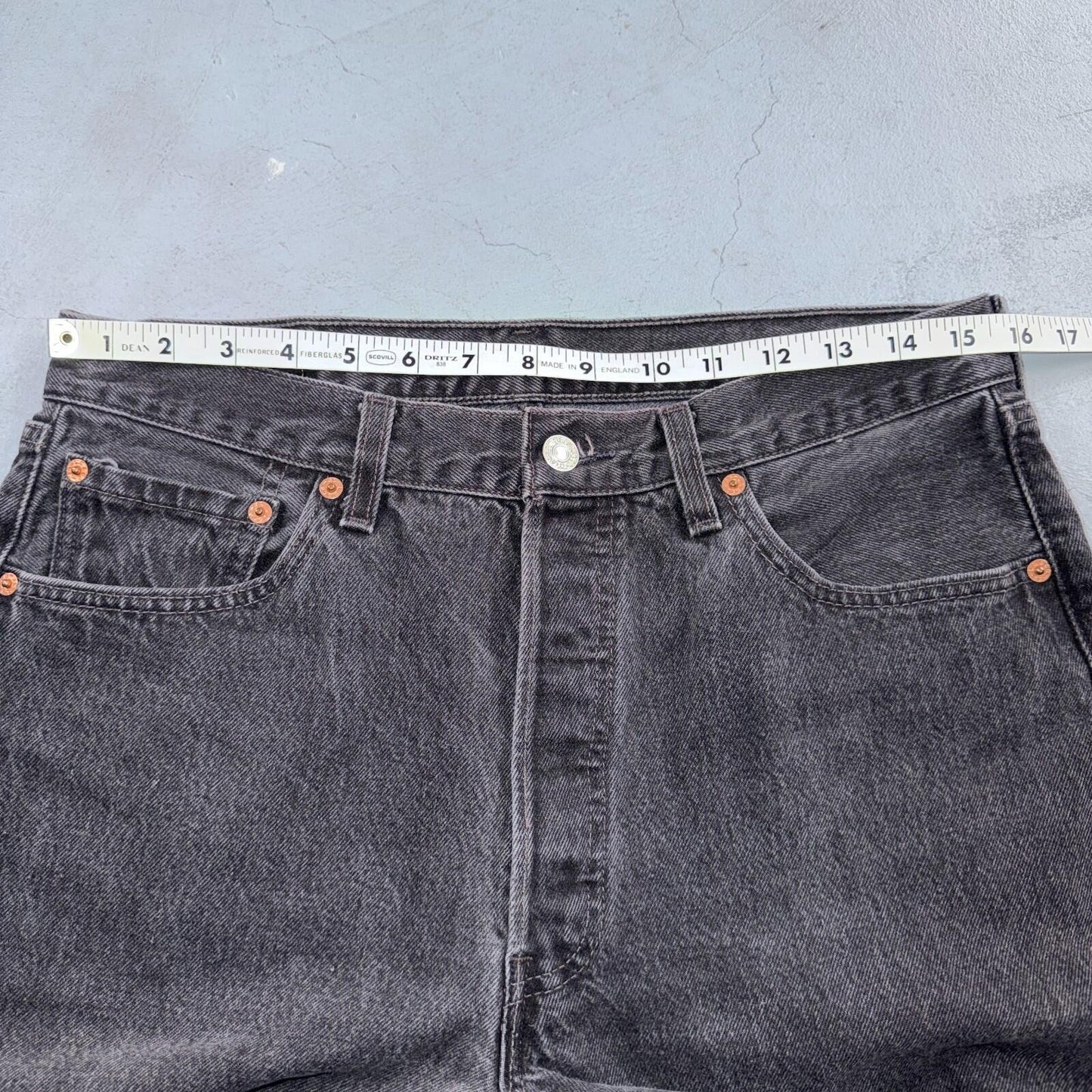 Levis 501 Vintage 90s USA XX Straight Leg Jeans Black Med Wash 34x34 Act 31x33