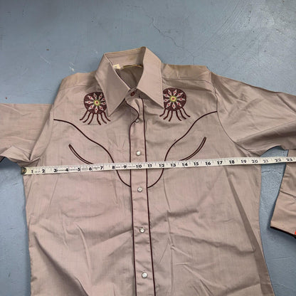 Kennington VTG Rocking K Ranchwear Shirt M Native Chief Pearl Snap Western 70s