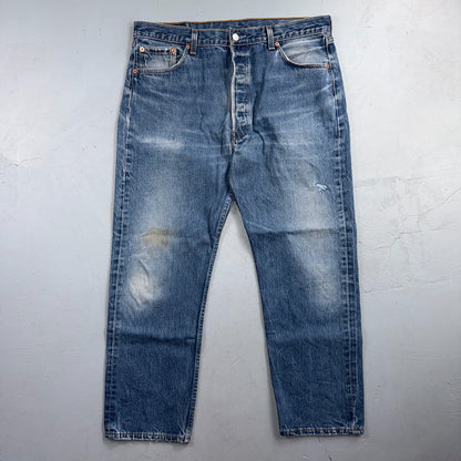 Levis 501 Vintage 90s USA XX Straight Leg Jeans Blue Light Wash 38x31 Act 36x27
