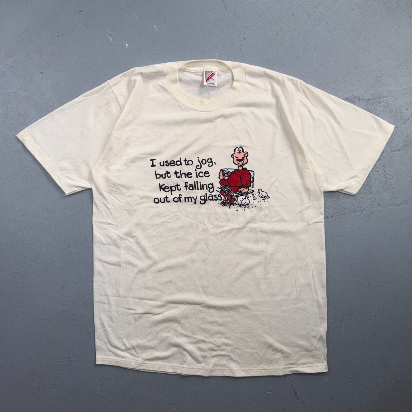 Jogger Funny Quote 90s XL VTG T Shirt Single Stitch Ice Cup Running Marathon
