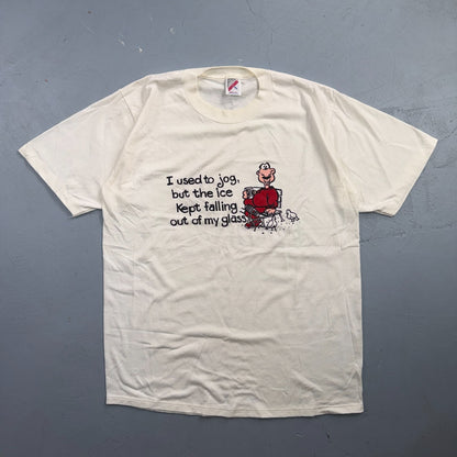 Jogger Funny Quote 90s XL VTG T Shirt Single Stitch Ice Cup Running Marathon
