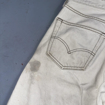 Levis 501 Vintage 90s USA XX Straight Leg Jeans White Stained 32x34 Act 30x33