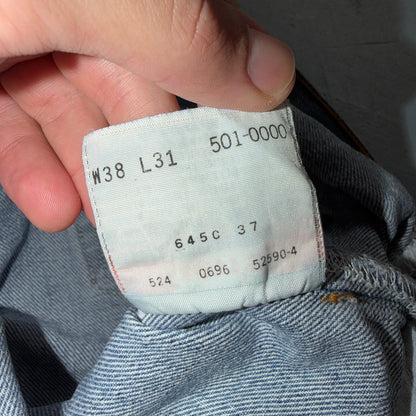 Levis 501 Vintage 90s USA XX Straight Leg Jeans Blue Light Wash 38x31 Act 36x28