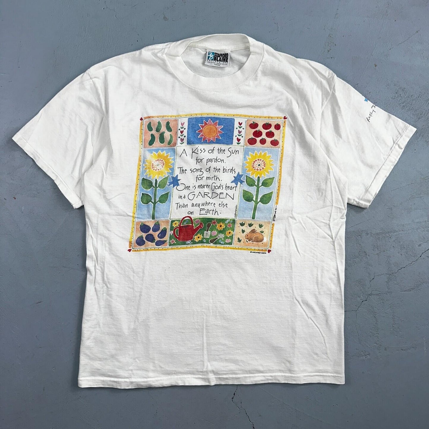 Garden Earth Artsy Art Hipster VTG T Shirt Kathy Davis Designs 90s Single Stitch