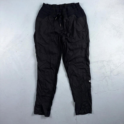 Lululemon Dance Studio Black Ruched Athletic Pants Unlined Women's Size Small