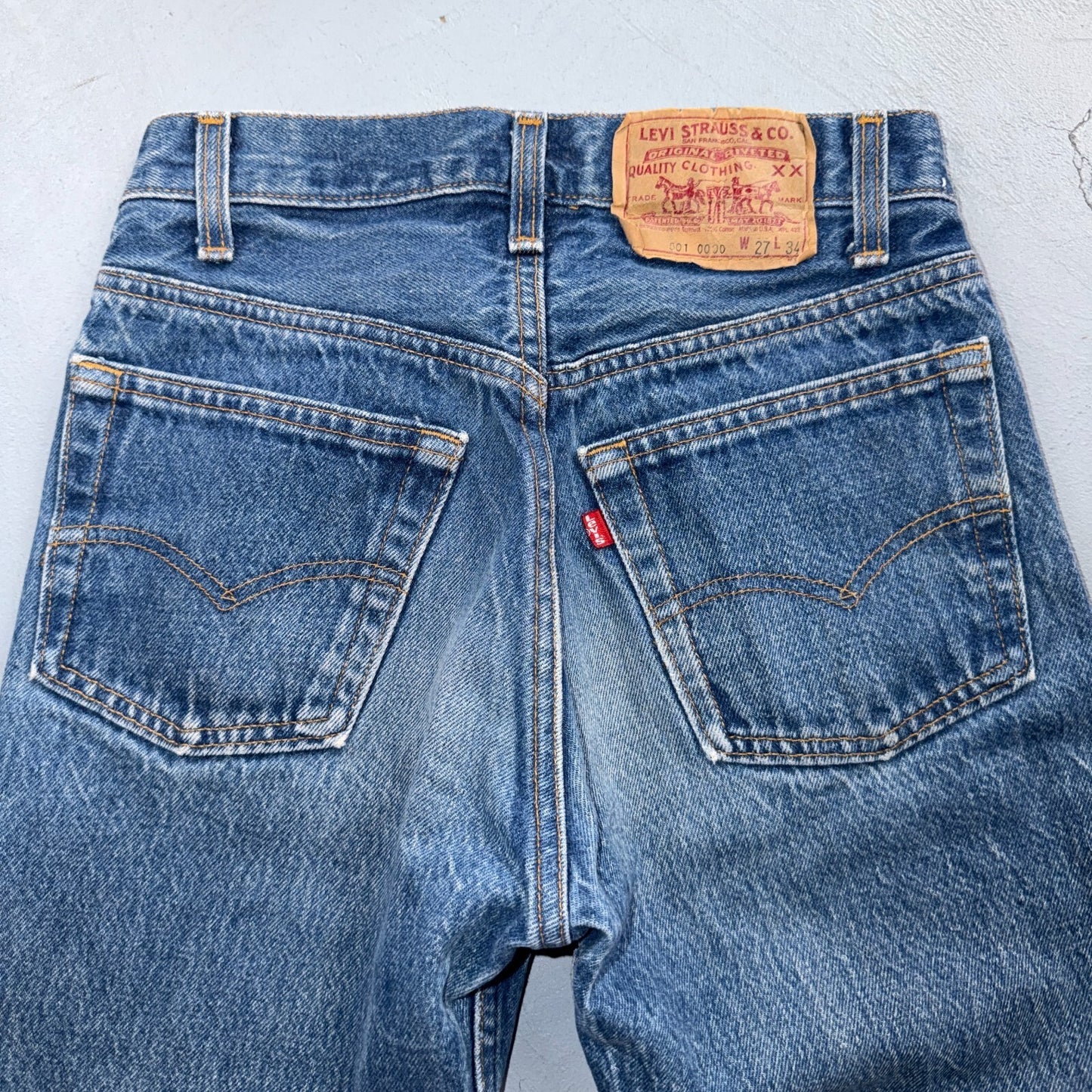 Levis 501 Vintage 80s USA XX Straight Leg Jeans Blue Light Wash 27x34 Act 25x29