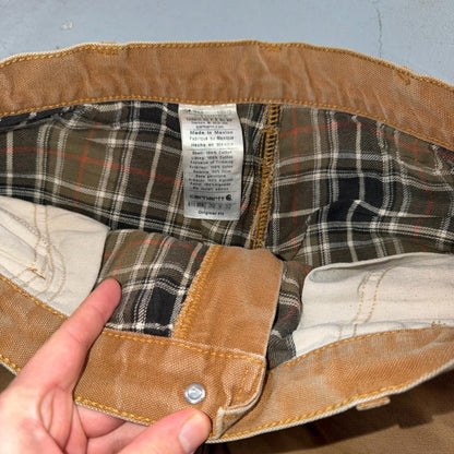 Carhartt Carpenter Pants Duck Canvas Flannel Lined B111 BRN Workwear Men 32x32
