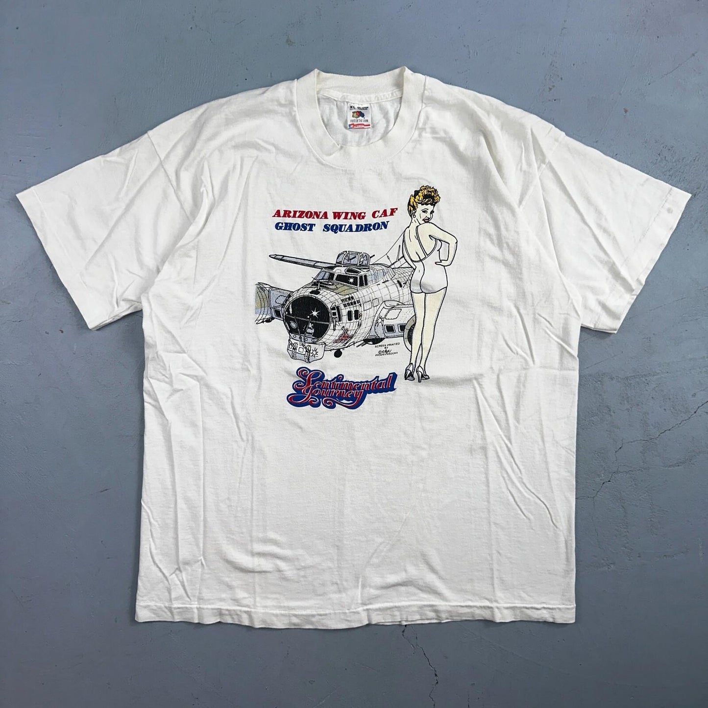 Vintage Arizona Wing Caf Ghost Squadron Sentimental Journey T-Shirt Size XL