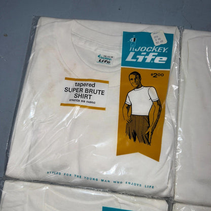 VTG 1960s JOCKEY LIFE White T Shirt Medium 4 Packs Deadstock Lot Slim Guy 60s