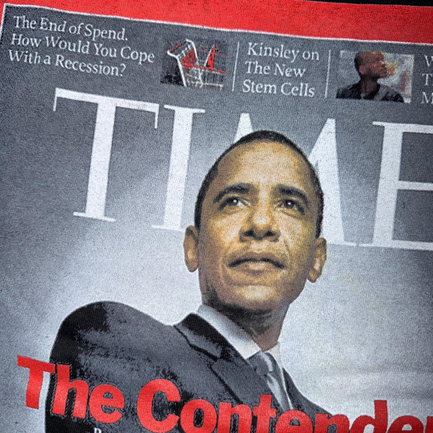 Obama 2008 Tee Shirt Size XL Time Magazine The Contender Rap Style Y2K President
