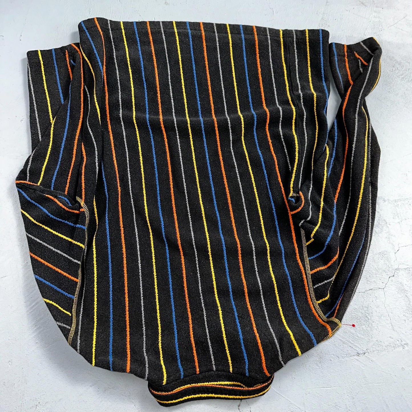 Vintage Cocoa Indo Italy Knit Polo Shirt Small Black Striped Long Sleeve 90s Y2K