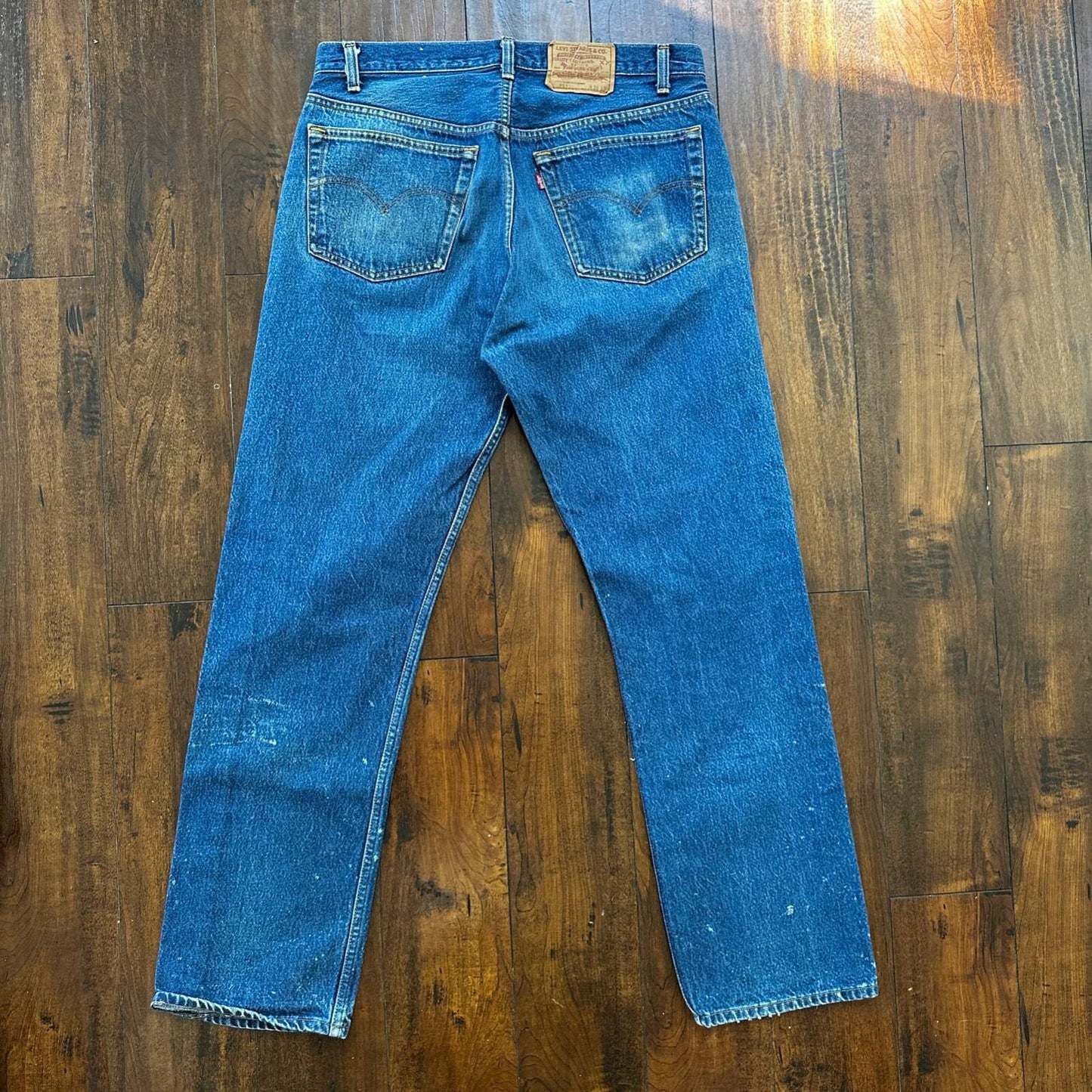 VTG 80s Levis 501 Button Fly 38x36 USA Tag Jeans Straight Wash Blue XX Act 34x31