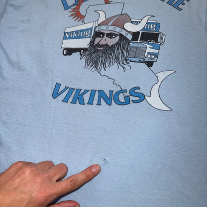 Land of the Vikings 70s VTG T Shirt Moving Promo Truck Horns California Travel