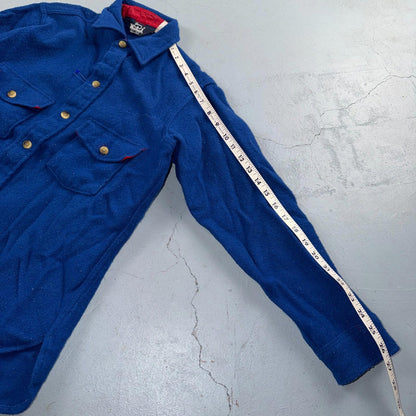 VTG Woolrich Blue Red Basic Plain Wool Flannel Shirt Jacket Men M 70s 80s USA