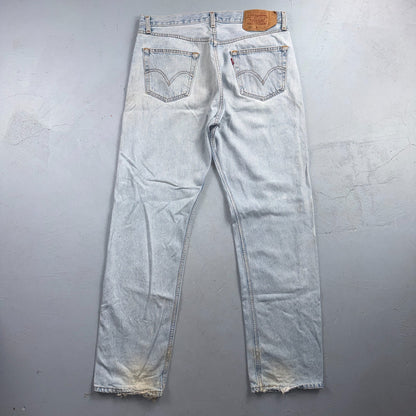 Levis 501 Vintage 90s Y2K XX Straight Leg Jeans Blue Light Wash 36x34 Act 35x32