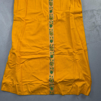 VTG 50s 60s Yellow Long Dress Summer Vibe Movie Belted Boho Hippy Rockabilly