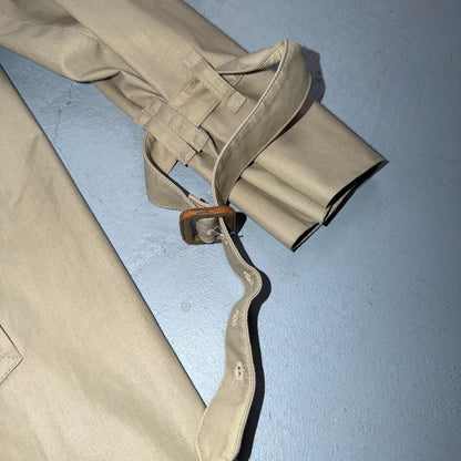 Burberry Trench Coat VTG Mens 46 Beige Check Collar Made in England Classic Belt
