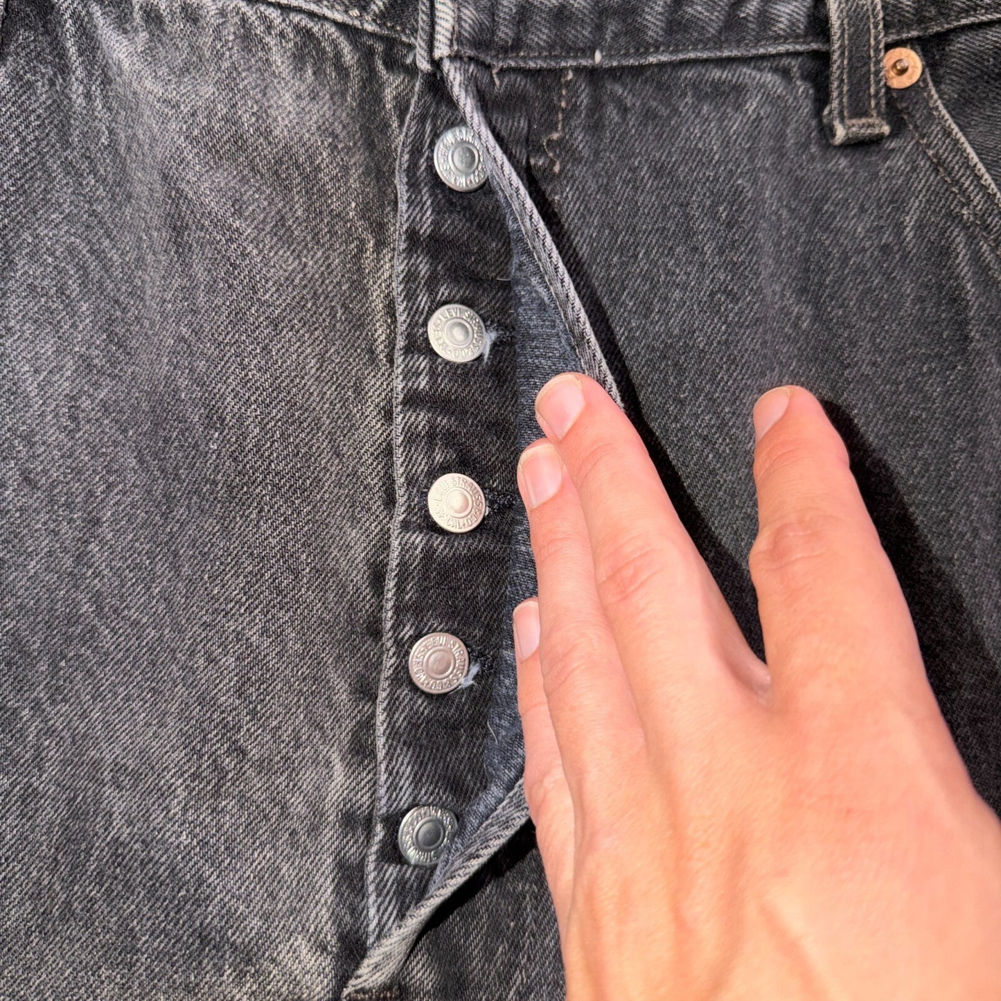 Levis 501 Vintage 90s USA XX Straight Leg Jeans Black Light Wash 40x34 Act 37x33