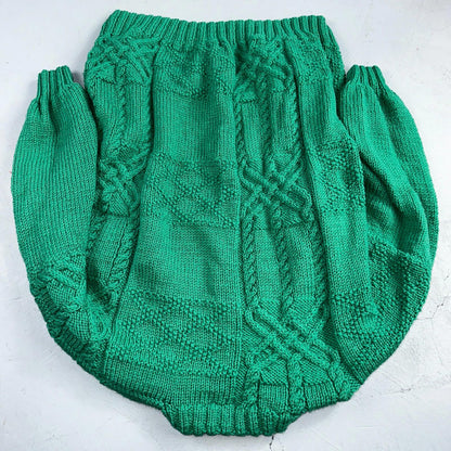 Vtg 80s Chunky Cable Knit Sweater Emerald Green Size Large Fisherman Core Yacht