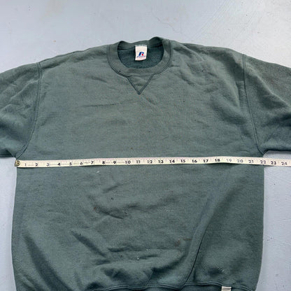 Vintage Russell Athletic Sweatshirt Green Large Y2K Basic Thrashed Worn