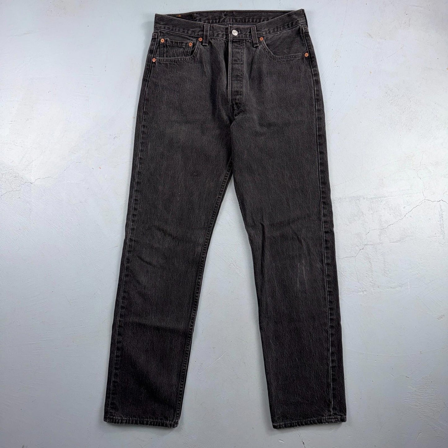 Levis 501 Vintage 90s USA XX Straight Leg Jeans Black Med Wash 34x34 Act 31x33