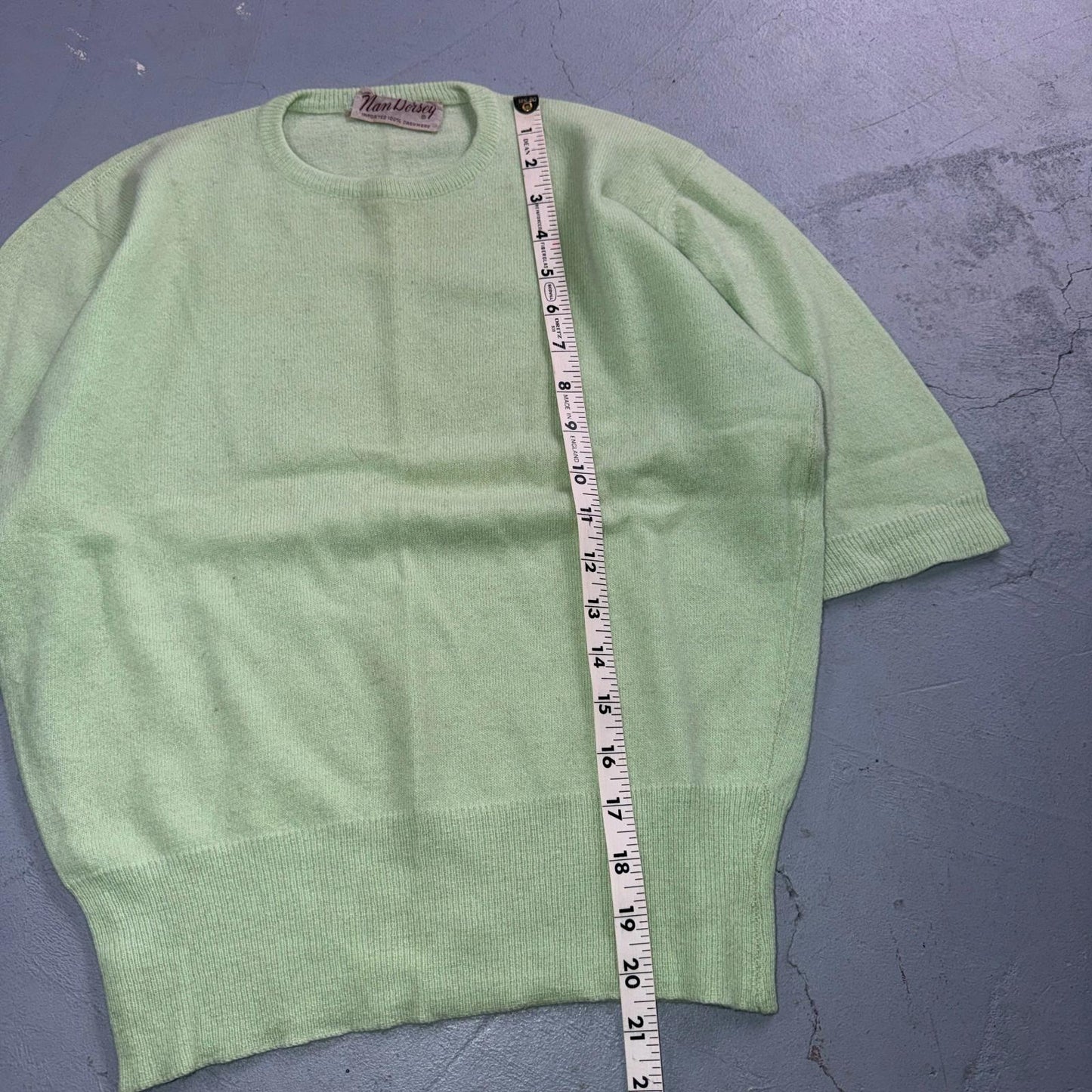VTG 1940s 1950s Wool Cashmere Sweater Rockabilly Womens Mod Knit Green Nan Dorse