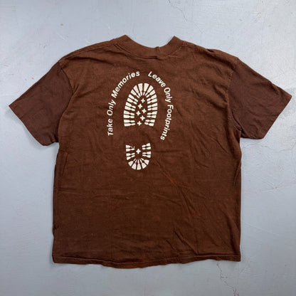 Take Memories Leave Footprints 80s VTG T Shirt Brown 1980s Single Stitch Hiking