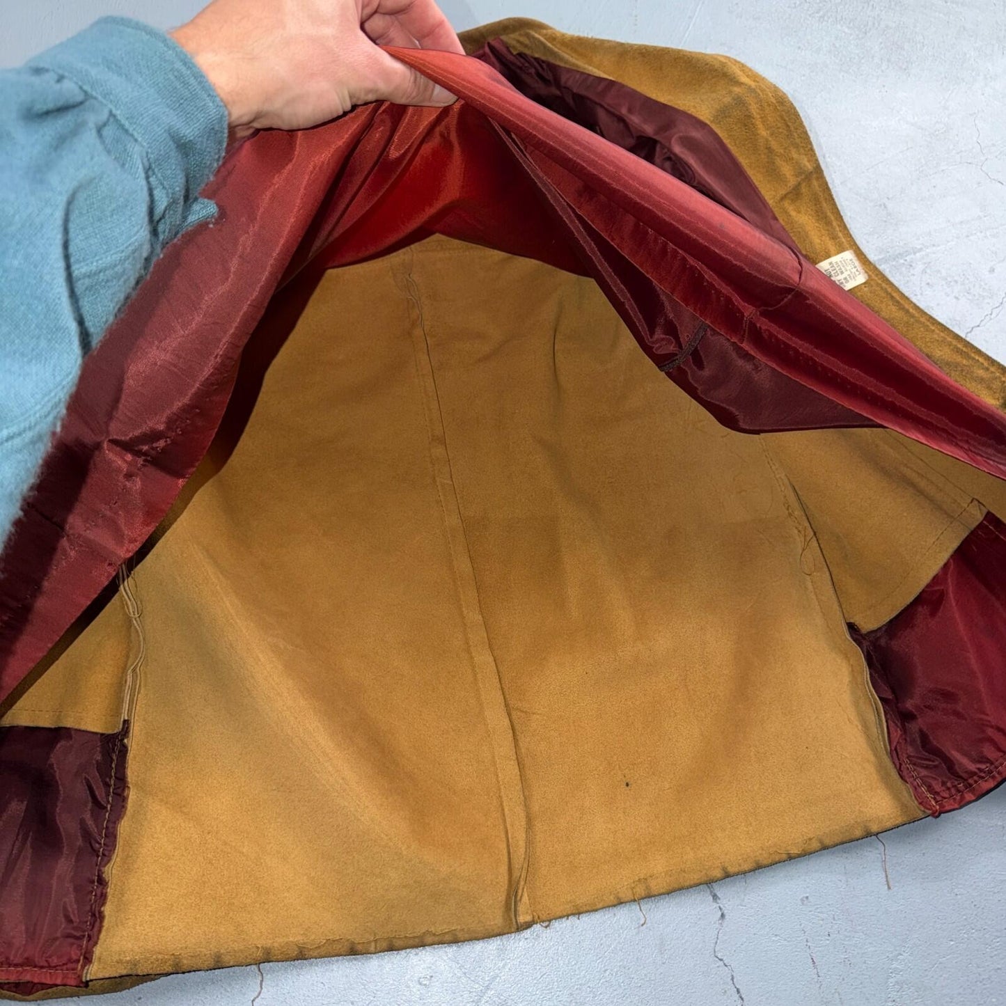 1940s 1950s VTG Brown Suede Jacket Leather Distressed Rockabilly Ricky Chore