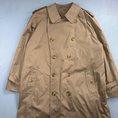 Burberry Mens 42L Trench Coat Jacket Camel Hair Double Breasted Wool Liner VTG