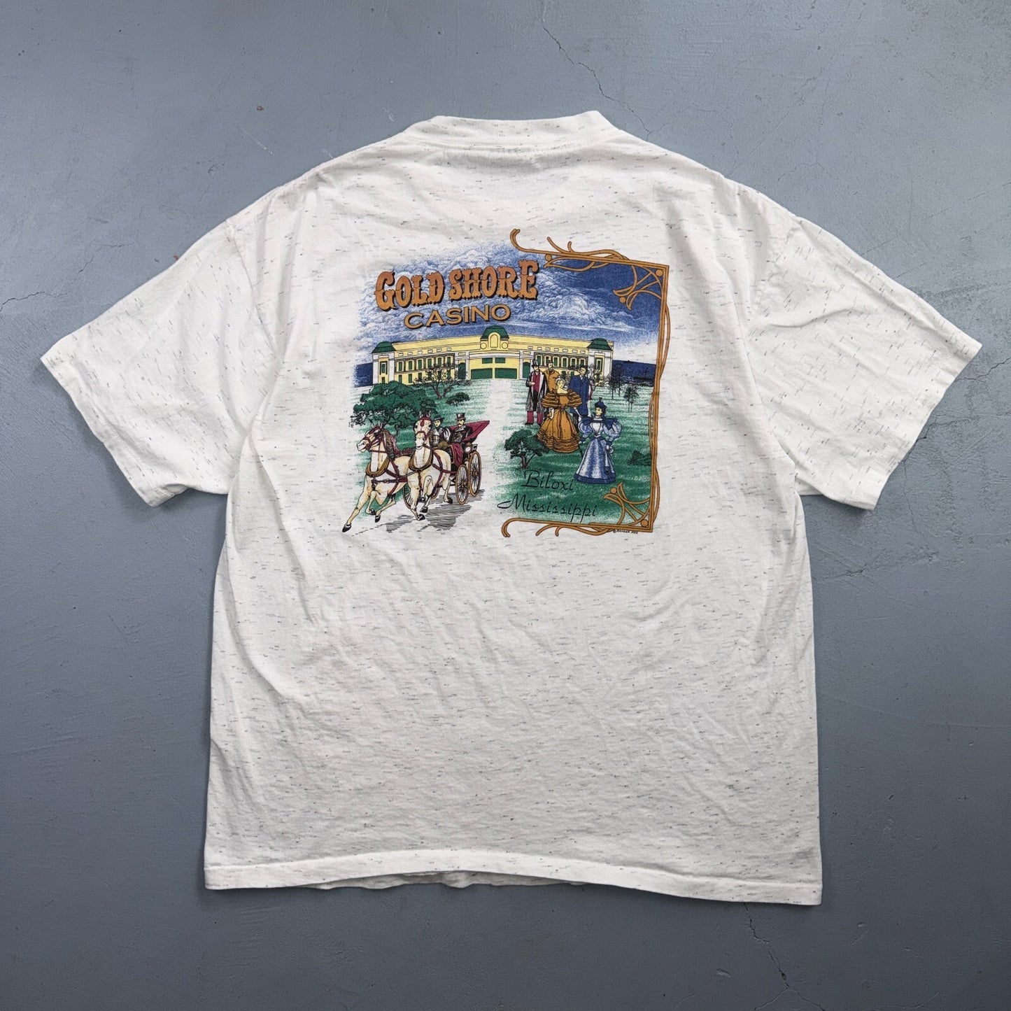 VTG Gold Shore Casino Biloxi Mississippi T Shirt Gambling Graphic Tee Art 90s