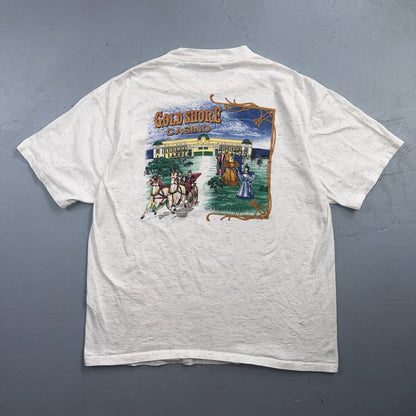 VTG Gold Shore Casino Biloxi Mississippi T Shirt Gambling Graphic Tee Art 90s