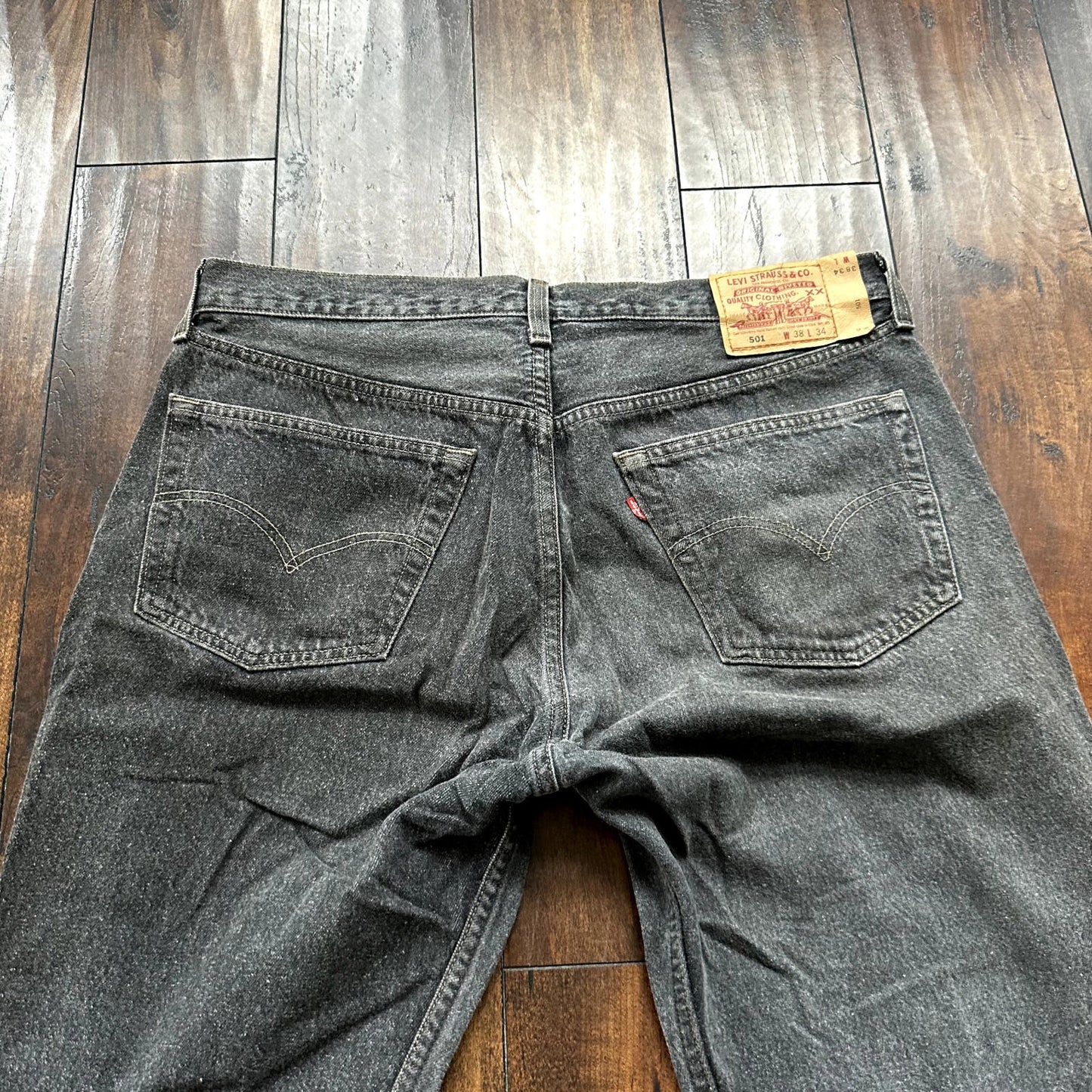 Vintage Levis 501 Button Fly 90s Tag Jeans Black Gray 80s 38x34 Act 35x32