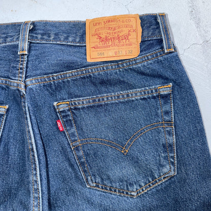 Levis 501 Vintage 90s USA XX Straight Leg Jeans Blue Med Wash 33x32 Act 33x31