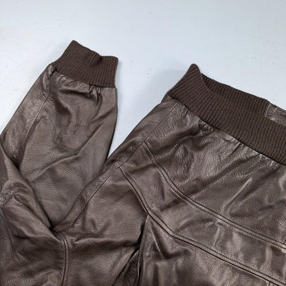Bally Brown Leather Jacket Mens Size 44 Bomber Coat Made in Italy Soft Wool