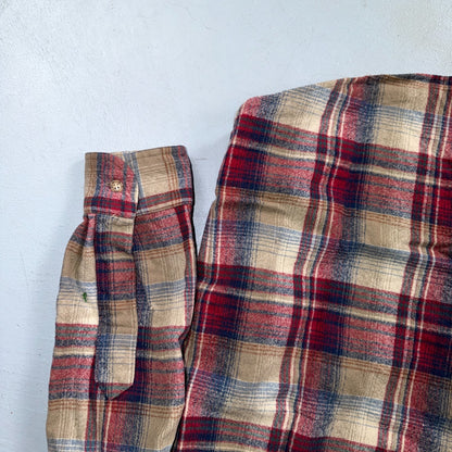 VTG 90s Pendleton Wool Flannel Shirt Jacket Gray Red Plaid USA Made L Rockabilly