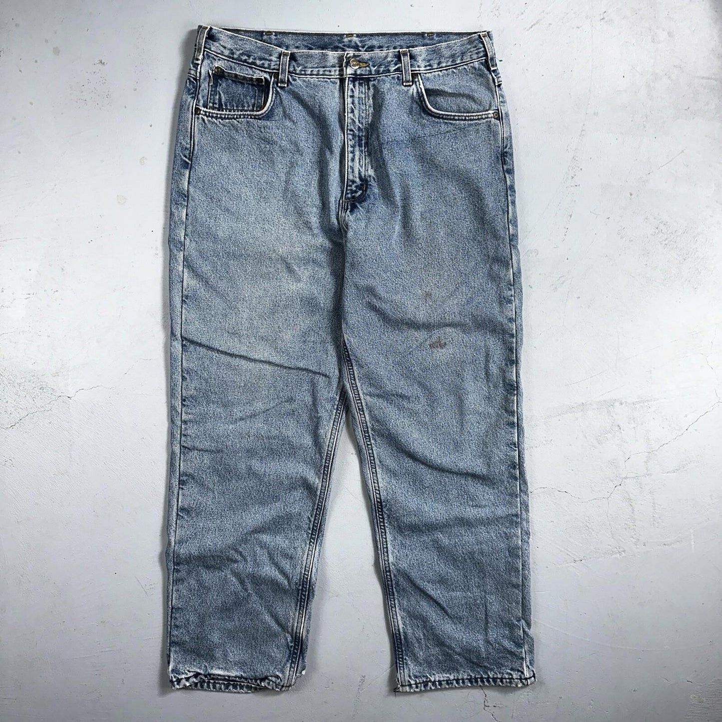 Carhartt Jeans Mens 38x32 Blue Denim Flannel Lined Relaxed Fit Chore Workwear