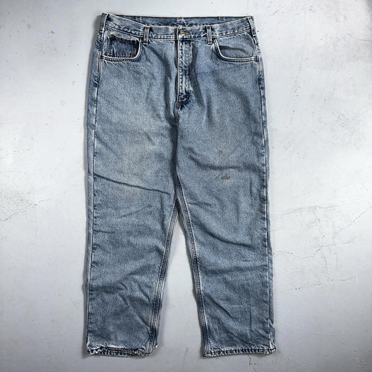 Carhartt Jeans Mens 38x32 Blue Denim Flannel Lined Relaxed Fit Chore Workwear