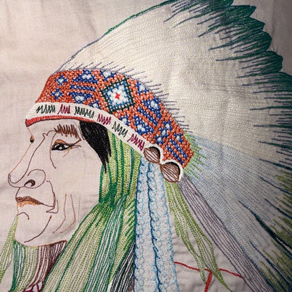 Kennington VTG Rocking K Ranchwear Shirt M Native Chief Pearl Snap Western 70s